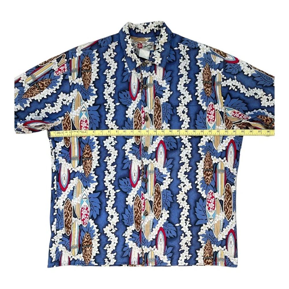 Hilo Hattie Short Sleeve Button Down Shirt, Blue, Size Large - Picture 4 of 6